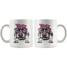 Load image into Gallery viewer, Wirehaired Doxie In Glasses & Head Wrap Mug, 11 & 15 oz - Free Shipping
