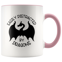 Load image into Gallery viewer, Easily Distracted by Dragons, 11oz Accent Color Mug, Multi-Colors, Shipping Included