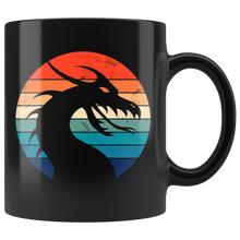 Load image into Gallery viewer, Retro Dragons, Full Length or Profile, 11 oz Ceramic Black Mug, Free Shipping