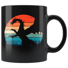 Load image into Gallery viewer, Retro Dragons, Full Length or Profile, 11 oz Ceramic Black Mug, Free Shipping