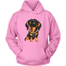 Load image into Gallery viewer, Vector Drawing Black & Tan Doxie - Toasty Hoodie, Multi Colors, Extended Sizes, Free Shipping