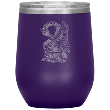 Load image into Gallery viewer, Tattoo Inspired Dragon Design 12oz Insulated Wine Tumbler, Laser Etched, Multi Colors, Shipping Included