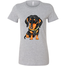 Load image into Gallery viewer, Black & Tan Doxie Vector Rendering Women's T-Shirt, Multi Colors, Extended Sizes, Free Shipping