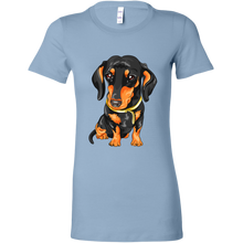Load image into Gallery viewer, Black & Tan Doxie Vector Rendering Women's T-Shirt, Multi Colors, Extended Sizes, Free Shipping