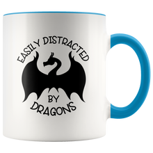 Load image into Gallery viewer, Easily Distracted by Dragons, 11oz Accent Color Mug, Multi-Colors, Shipping Included