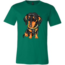 Load image into Gallery viewer, Vector Drawing Black and Tan Doxie, Unisex/Men's T-Shirt, Multi Colors, Extended Sizes, Free Shipping