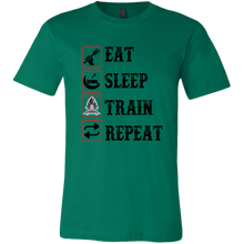 Load image into Gallery viewer, Eat Sleep Train Repeat Mens Unisex T-Shirt, Multiple Colors, Extended Sizes, Shipping Included
