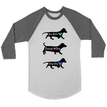 Load image into Gallery viewer, Doxie By Any Other Name - 3/4 Raglan Sleeve Unisex Shirt, Multiple Colors - Free Shipping