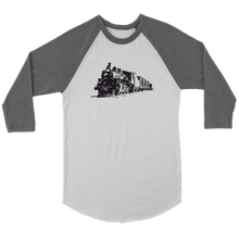 Load image into Gallery viewer, Locomotive Sketch Perspective - 3/4 Raglan Sleeve Unisex Shirt, Multiple Colors, Shipping Included