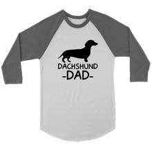 Load image into Gallery viewer, Dachshund Dad 3/4 Raglan Sleeve Unisex Shirt, Multiple Colors - Free Shipping