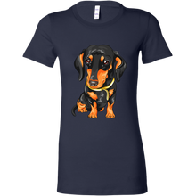 Load image into Gallery viewer, Black & Tan Doxie Vector Rendering Women's T-Shirt, Multi Colors, Extended Sizes, Free Shipping