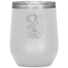 Load image into Gallery viewer, Tattoo Inspired Dragon Design 12oz Insulated Wine Tumbler, Laser Etched, Multi Colors, Shipping Included