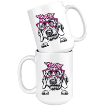 Load image into Gallery viewer, Wirehaired Doxie In Glasses & Head Wrap Mug, 11 & 15 oz - Free Shipping