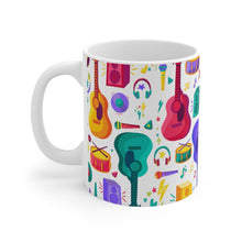 Load image into Gallery viewer, Brightly Colored Music Icons Mug 11oz/15oz Musician Gift Unisex Shipping Included
