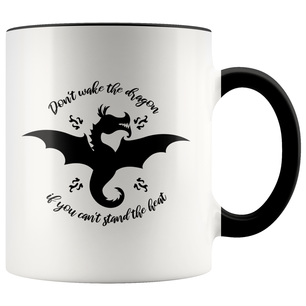 Don't Wake the Dragon Color Accent 11oz Ceramic Mug, Multi Colors, Free Shipping