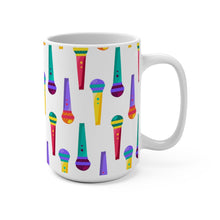 Load image into Gallery viewer, Brightly Colored Microphones Mics Mug 11oz/15oz DeeJay DJ Musician Gift Unisex Shipping Included
