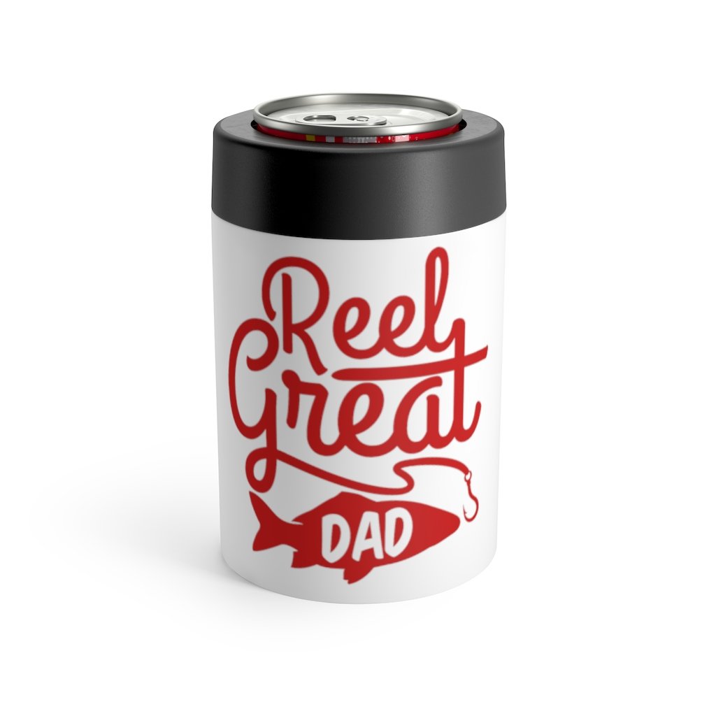 Can Holder Koozie REEL GREAT DAD Fishing Multiple Colors Shipping Included