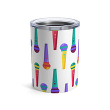 Load image into Gallery viewer, Brightly Colored All Over Microphones Print Insulated Tumbler 10oz Unisex Gift Musician Shipping Included
