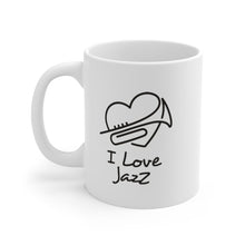 Load image into Gallery viewer, I LOVE JAZZ Mug 11oz/15oz Trumpet Musician Gift Unisex Shipping Included
