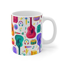 Load image into Gallery viewer, Brightly Colored Music Icons Mug 11oz/15oz Musician Gift Unisex Shipping Included
