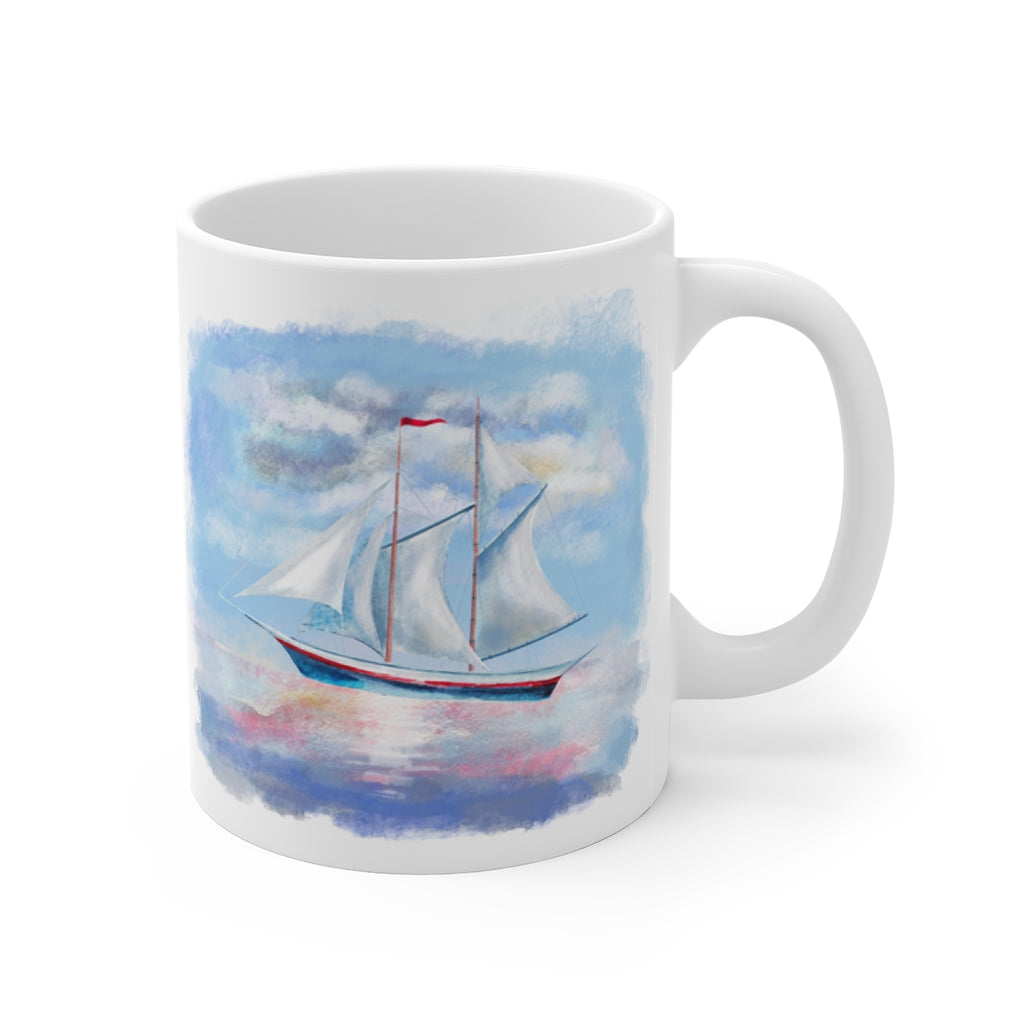 Multi Masted Sailboat Ceramic Mug 11/15 oz, Perfect for Sailor, Boater, Yachtsman - Shipping Included
