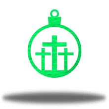 Load image into Gallery viewer, Christmas Faithful - 3 Crosses Ornament, Laser Cut Steel, 3.5&quot; Across, Shipping Included
