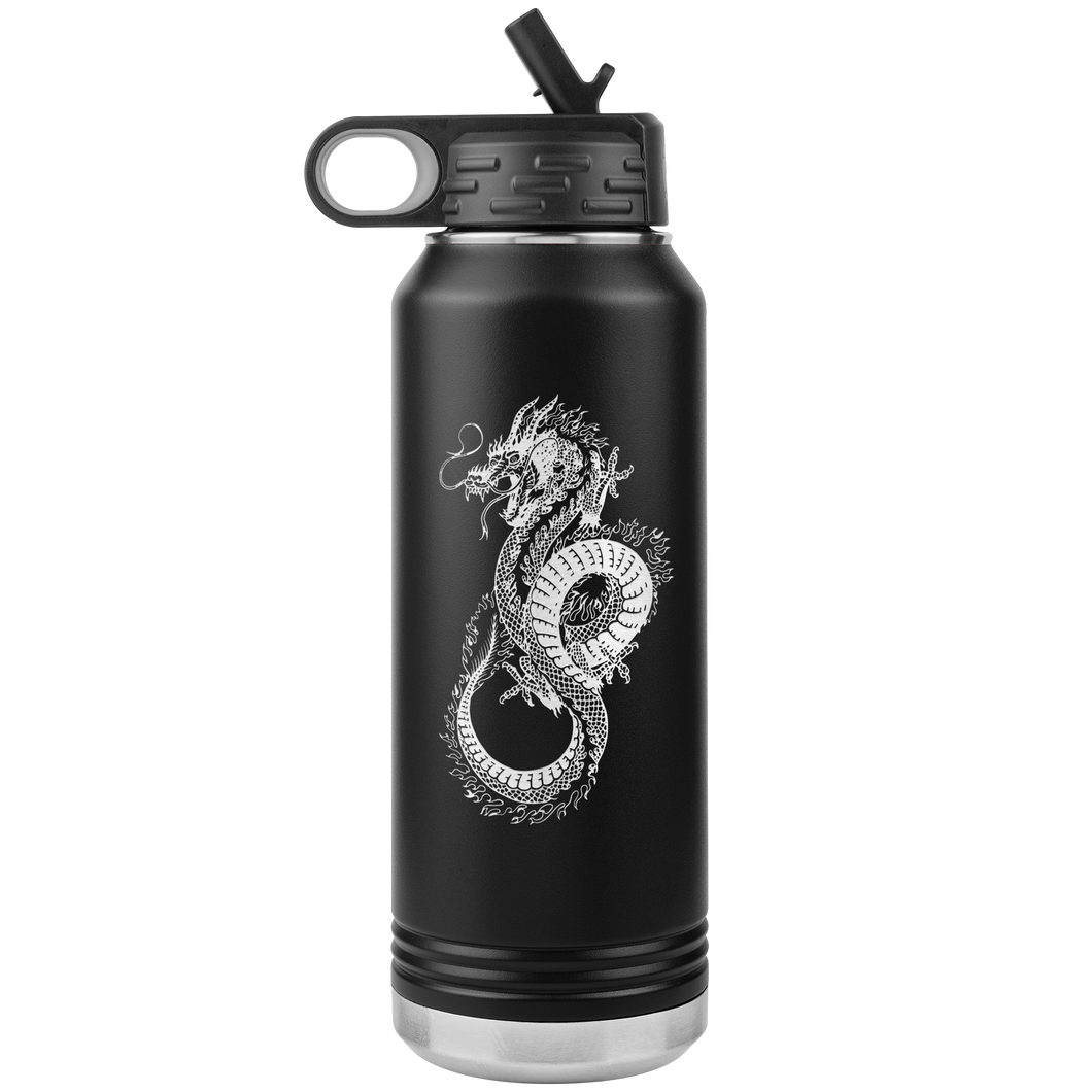 Chinese Art Dragon, 32oz Insulated Water Bottle, Multi Colors, Laser Etched, Shipping Included