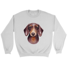 Load image into Gallery viewer, Doxie Head Watercolor Unisex Sweatshirt Multi Color Extended Sizes Free Shipping

