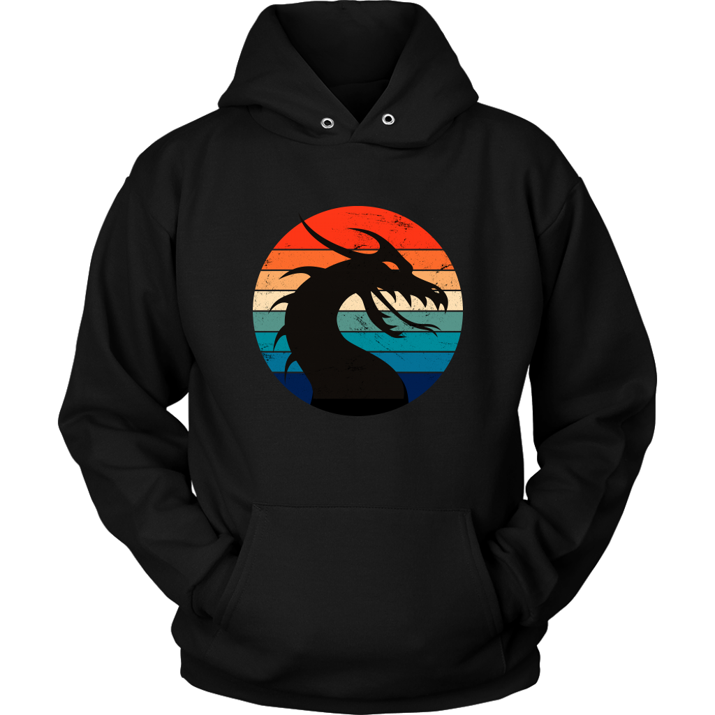 Retro Dragon Profile Unisex Hoodie, Multi Colors, Extended Sizes Available, Free Shipping