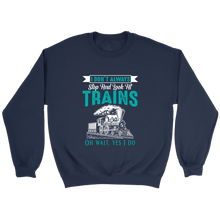 Load image into Gallery viewer, I Dont Always Stop To Look At Trains Unisex Sweat Shirt Multi Colors Extended Sizes Shipping Included

