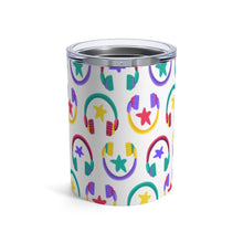 Load image into Gallery viewer, Brightly Colored All Over Headphones Print Insulated Tumbler 10oz Unisex Gift Musician Shipping Included
