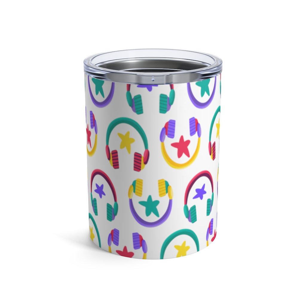 Brightly Colored All Over Headphones Print Insulated Tumbler 10oz Unisex Gift Musician Shipping Included