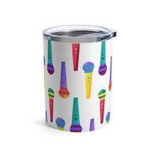 Load image into Gallery viewer, Brightly Colored All Over Microphones Print Insulated Tumbler 10oz Unisex Gift Musician Shipping Included
