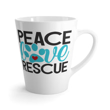Load image into Gallery viewer, Latte Mug PEACE LOVE RESCUE 12 oz Multiple Colors Shipping Included

