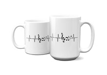 Load image into Gallery viewer, Music Note Score EKG Mug 11oz/15oz Singer Musician Gift Unisex Shipping Included

