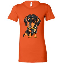 Load image into Gallery viewer, Black &amp; Tan Doxie Vector Rendering Women&#39;s T-Shirt, Multi Colors, Extended Sizes, Free Shipping
