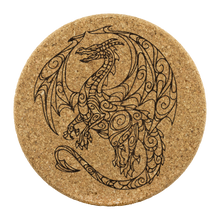 Load image into Gallery viewer, Dragon Mandala Cork Coaster Set/4, Free Shipping
