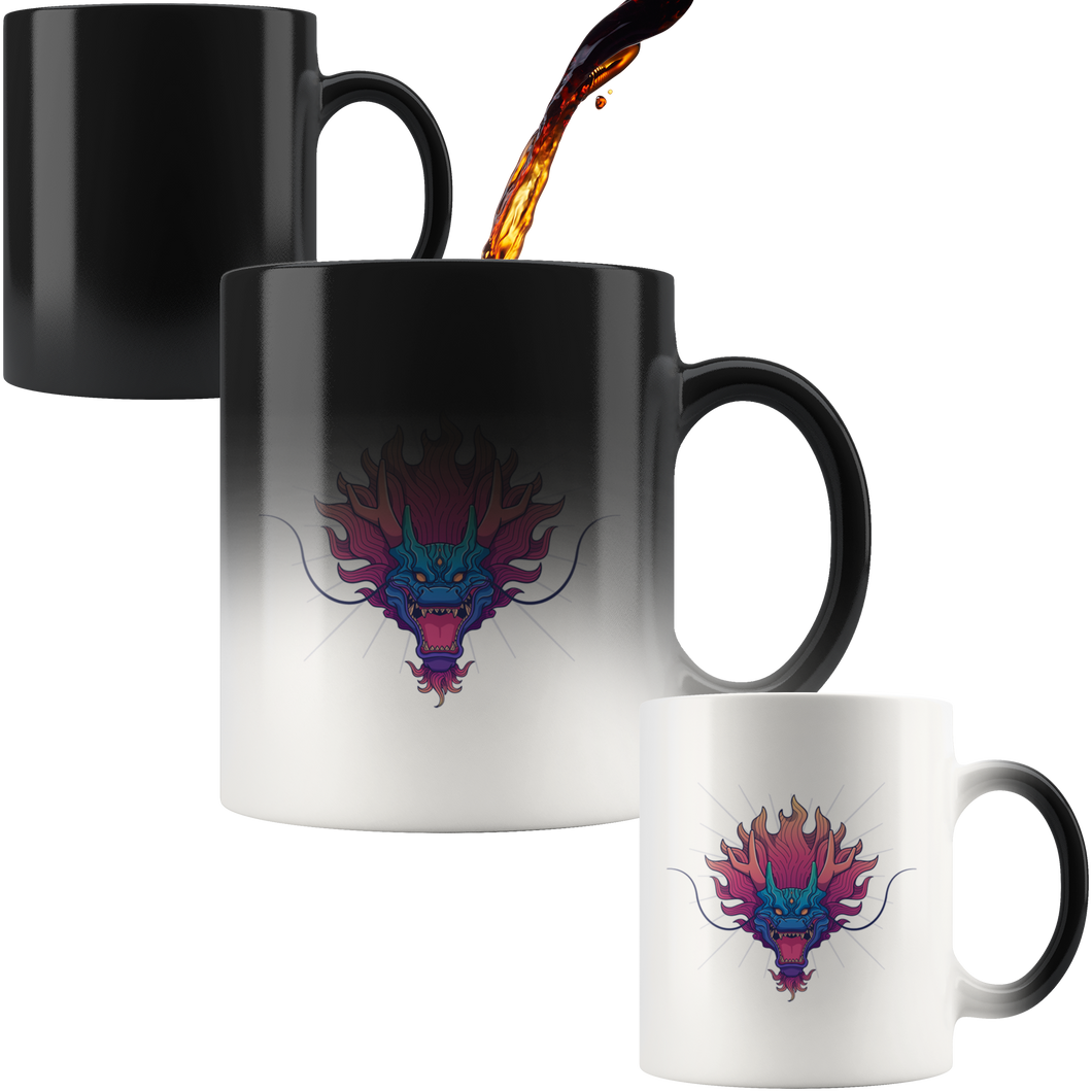 Bold Dragon Head Magic Color Change 11oz Ceramic Mug, Shipping Included