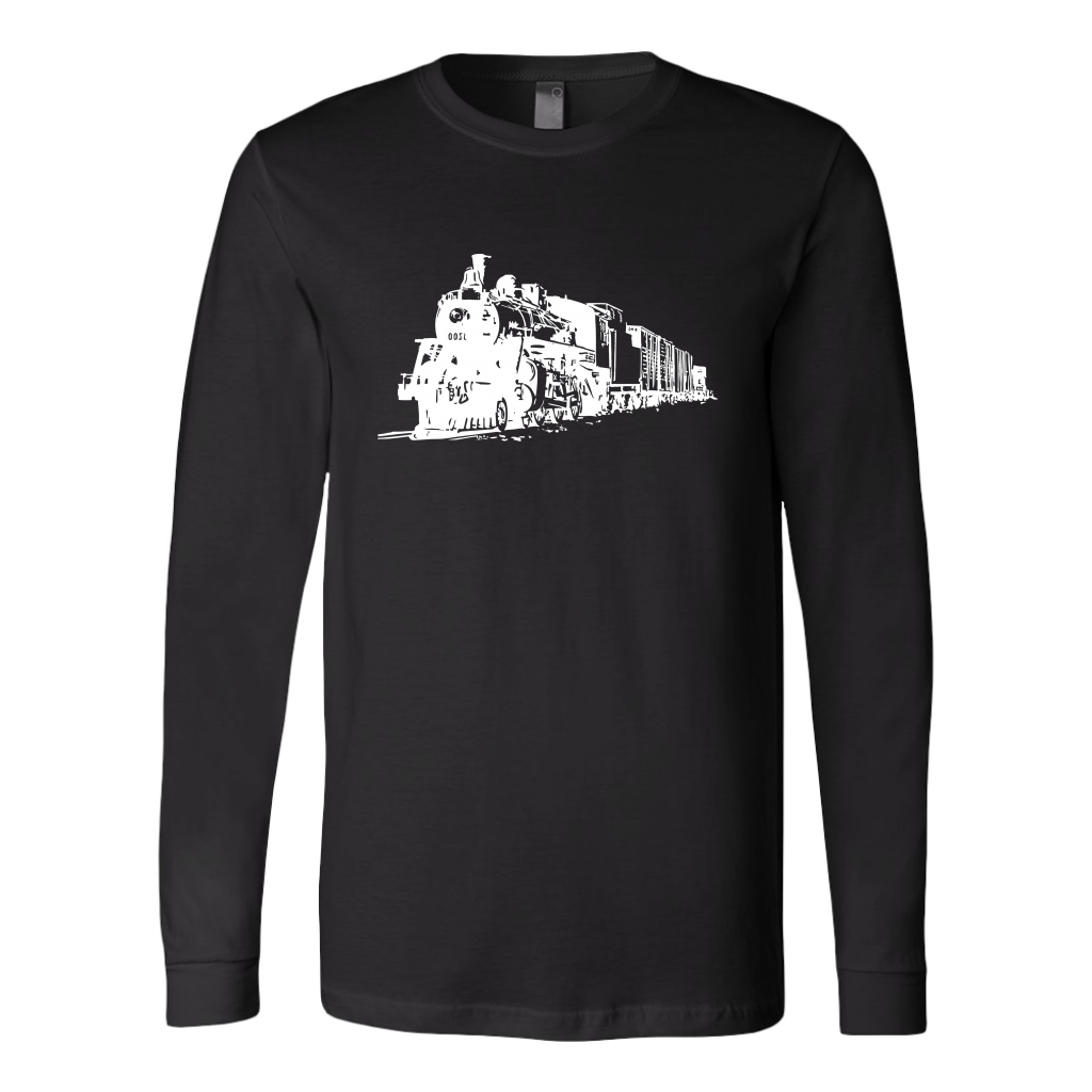 Locomotive Sketch Perspective - Unisex Long Sleeve T-Shirt, Multi Colors, Extended Sizes, Shipping Included
