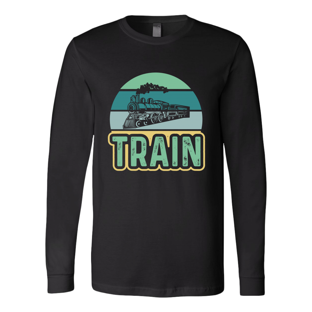 Retro Vintage Train - Unisex Long Sleeve T-Shirt, Multi Colors, Extended Sizes, Shipping Included