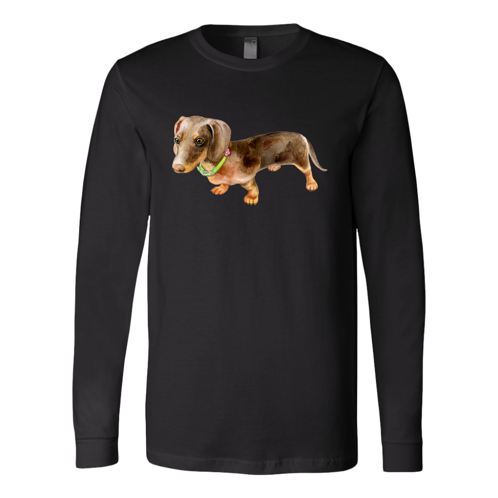Flower Doxie Long Sleeved T-Shirt, Unisex, Multi Colors, Extended Size, Free Shipping