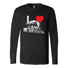 Load image into Gallery viewer, I Love Trains - Unisex Long Sleeve T-Shirt, Multi Colors, Extended Sizes, Shipping Included
