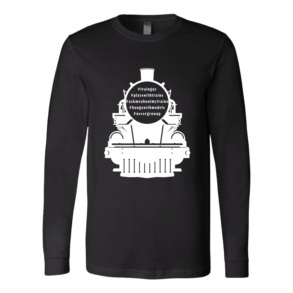 Locomotive Hashtags - Unisex Long Sleeve T-Shirt, Multi Colors, Extended Sizes, Shipping Included