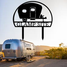Load image into Gallery viewer, Camping Trailer Yard Monogram - Steel Sign, Multi Colors &amp; Sizes, Camper Hiker Glamper
