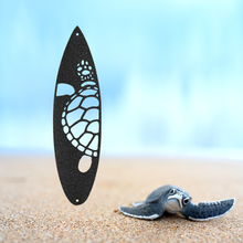 Load image into Gallery viewer, Swimming Sea Turtle Decorated Surfboard Wall Art Steel Plaque, Multi Colors &amp; Sizes

