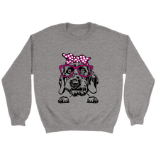 Load image into Gallery viewer, Wirehair Dachshund With Glasses Unisex Sweatshirt Multi Color Extended Sizes Free Shipping

