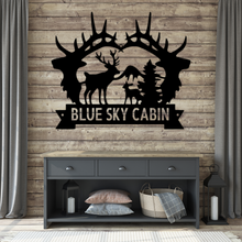 Load image into Gallery viewer, Great Outdoors Scene Monogram Steel Sign, Multi Sizes &amp; Colors, Hunter Hiker Nature Lover
