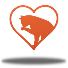 Load image into Gallery viewer, Cat Silhouette in Heart, Valentine&#39;s Gift for Cat Lover, Laser Cut Steel Sign, Multi Sizes and Colors
