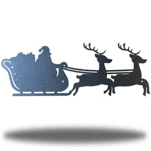 Load image into Gallery viewer, Santa&#39;s CHRISTMAS SLEIGH Wall Art, Laser Cut Steel, Multi Sizes &amp; Colors
