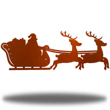 Load image into Gallery viewer, Santa&#39;s CHRISTMAS SLEIGH Wall Art, Laser Cut Steel, Multi Sizes &amp; Colors
